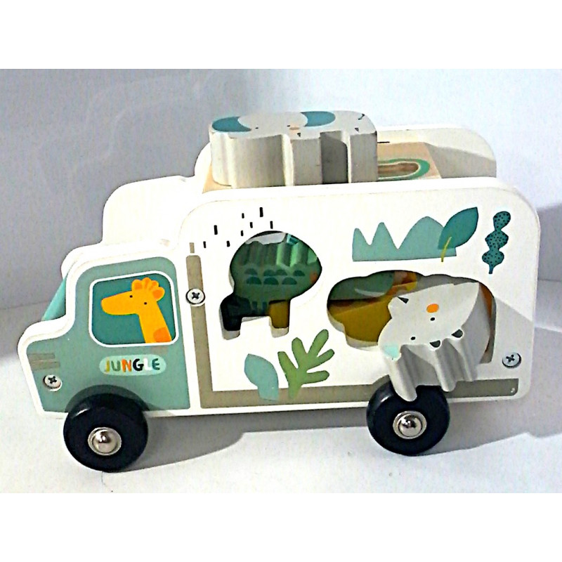 Camion d'encastrement Jungle en bois.