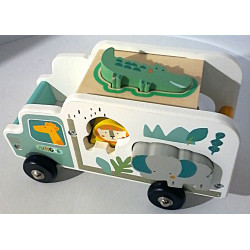 Camion d'encastrement Jungle en bois.