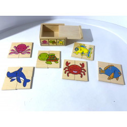 Lot de 6 puzzles en bois thème "mer"