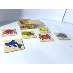 Lot de 6 puzzles en bois thème "mer"