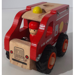 Camion pompier en bois -...
