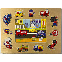 Puzzle véhicules en bois -...
