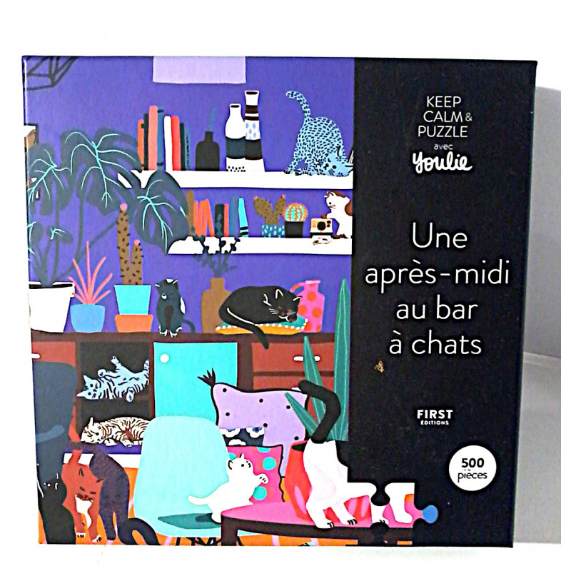 Puzzle une après-midi au bar à chat - Keep calm puzzle avec Youlie.
