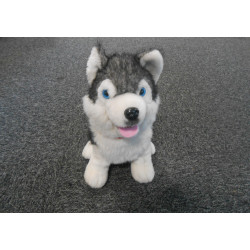 Peluche loup gris et blanc