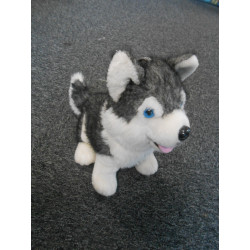Peluche loup gris et blanc